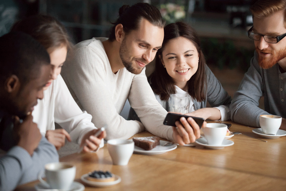 Group watching digital video on phones